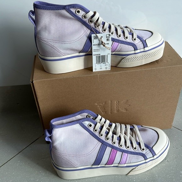adidas Shoes - RARE NWT Adidas Nazzi Parley Platform Sneakers Lilac Pink White